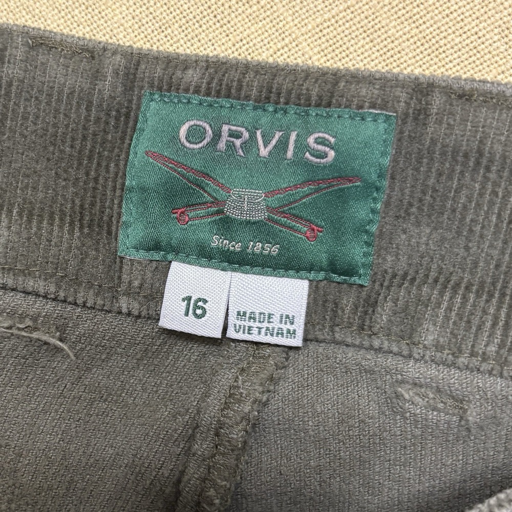 Orvis Corduroy Ultra Wide Leg High Waisted Pants Women's 16 Tarragon Green - Picture 9 of 11